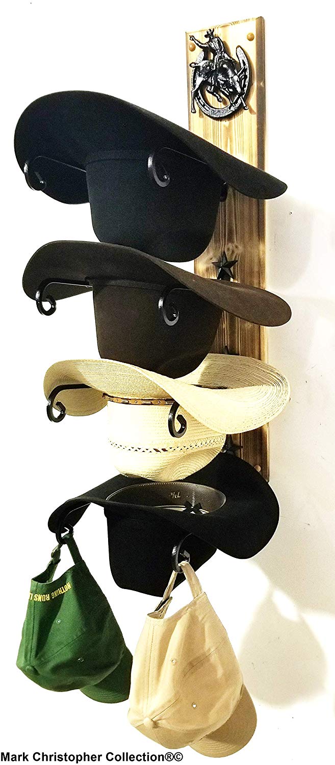 American Made Cowboy Hat Rack Charred 4 HS/Bull Rider