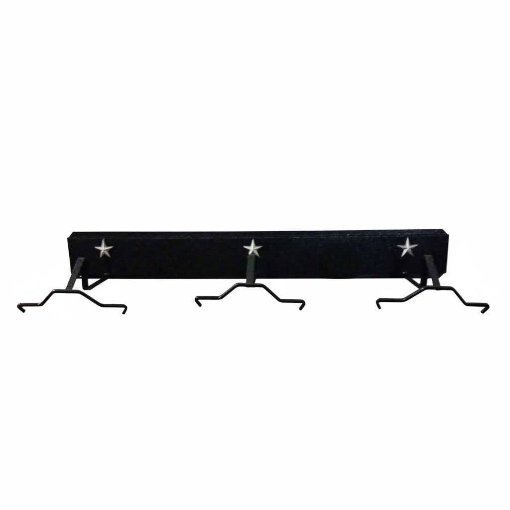 American Made Horizontal 3 Hat Cowboy Hat Rack – Black with Stars | Mark Christopher Collection