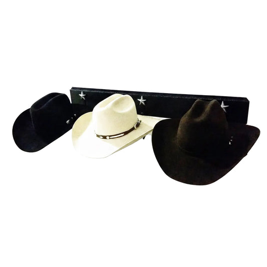 American Made Horizontal 3 Hat Cowboy Hat Rack – Black with Stars | Mark Christopher Collection