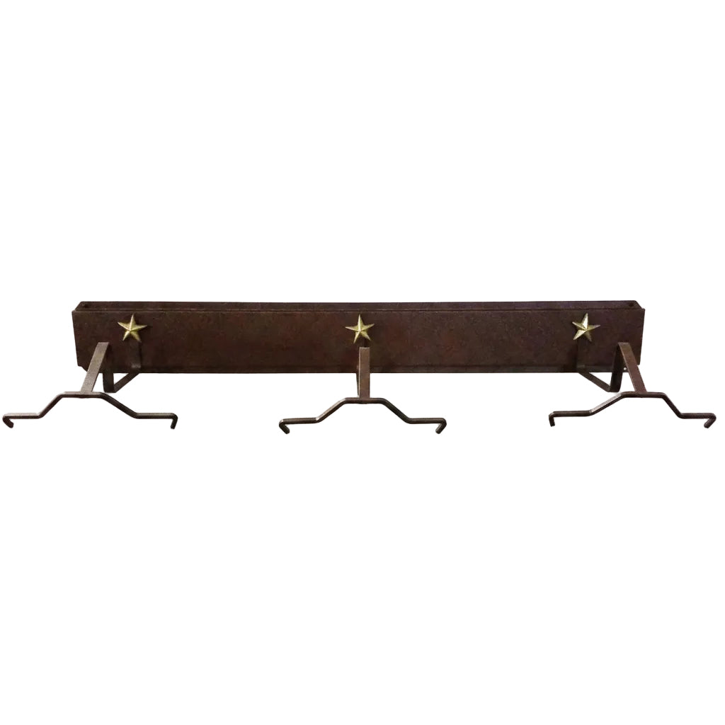 American Made Horizontal 3 Hat Cowboy Hat Rack – Rust with Stars | Mark Christopher Collection