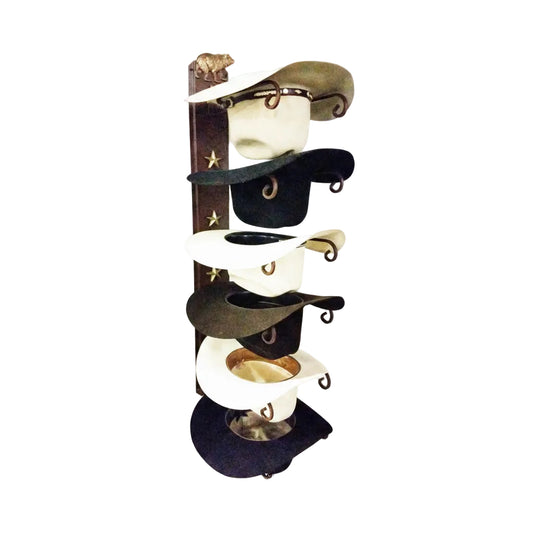 American Made 6 Hat Cowboy Hat Rack with Bear & Stars – Wall Mounted Rust | Mark Christopher Collection