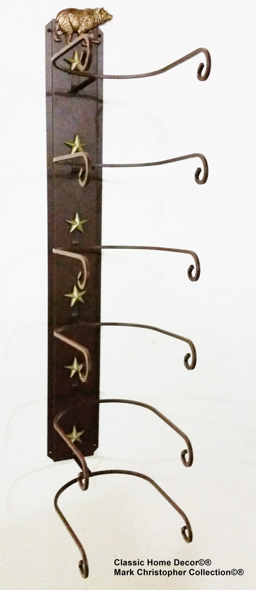 American Made 6 Hat Cowboy Hat Rack with Bear & Stars – Wall Mounted Rust | Mark Christopher Collection