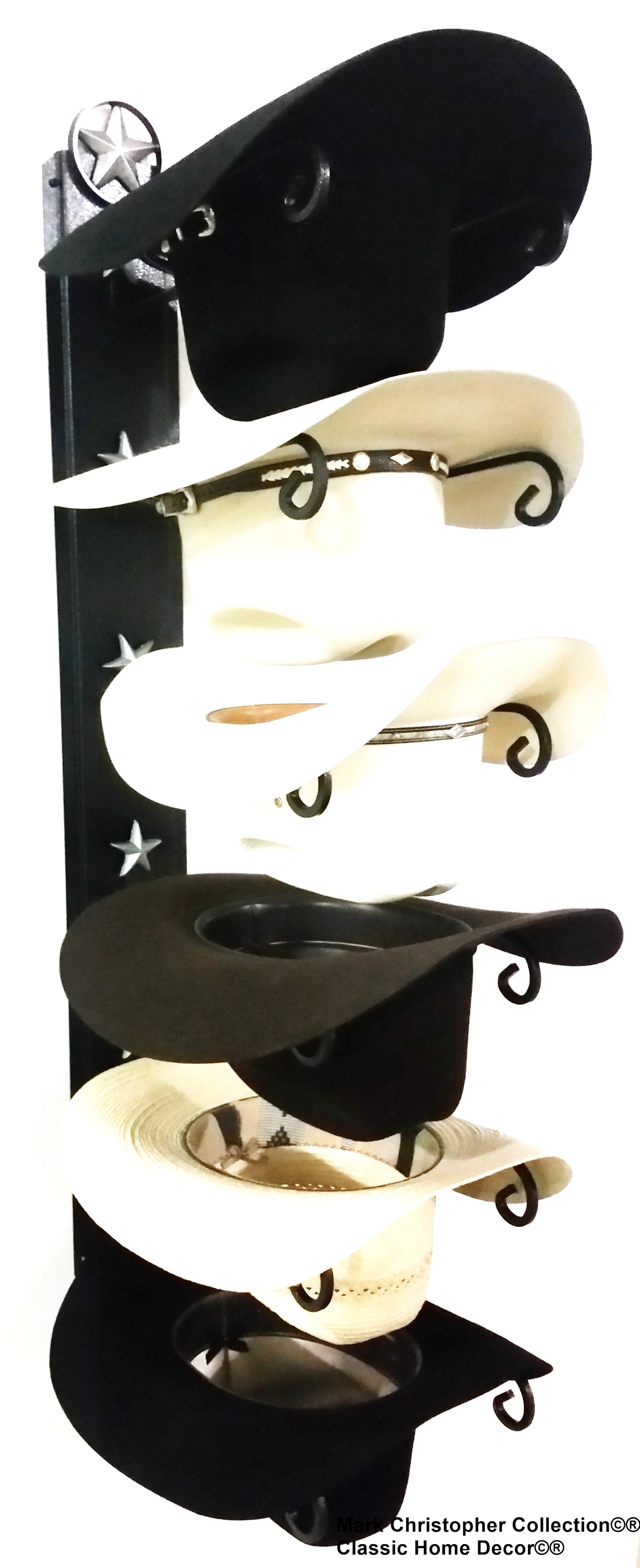 American Made Cowboy Hat Holder STAR 886 Cast Iron Lone Star Black  6 Tier Hat Rack