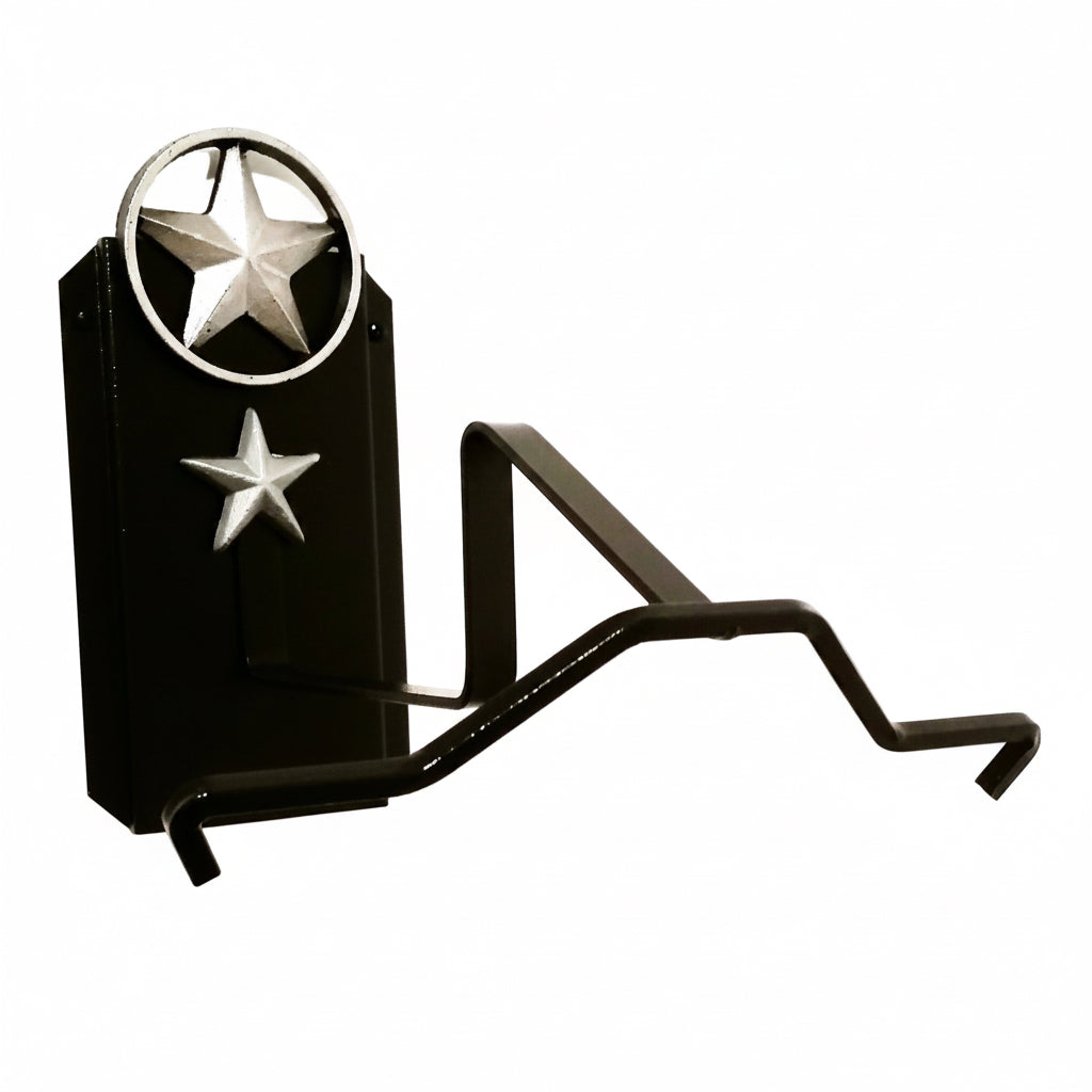 American Made Cowboy Hat Holder with Lone Star – Black & Silver Steel Wall Mount Hat Rack, Mark Christopher Collection