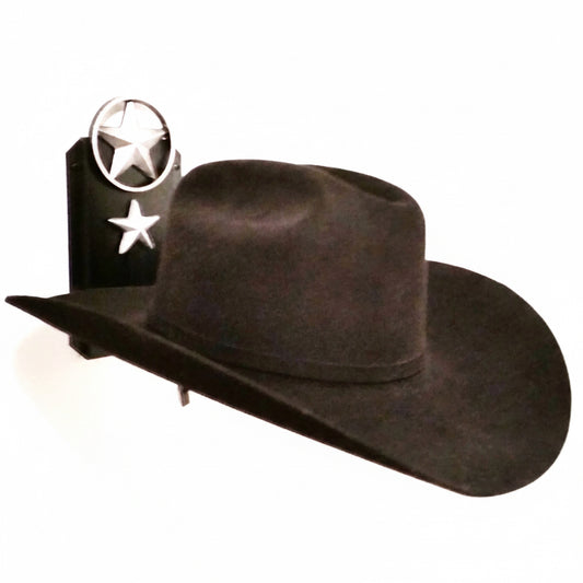 American Made Cowboy Hat Holder with Lone Star – Black & Silver Steel Wall Mount Hat Rack, Mark Christopher Collection