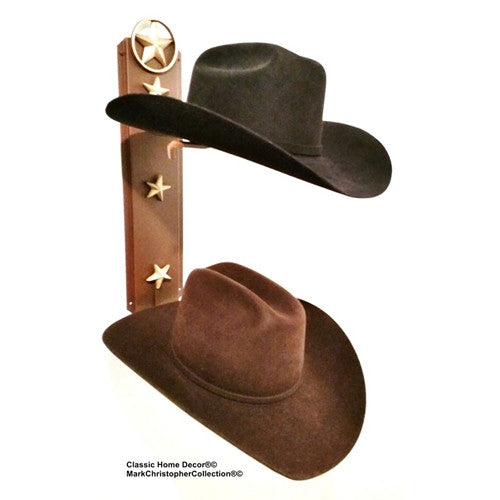 American Made Cowboy Hat Holder Double with Stars  892 Lone Star RUST FB