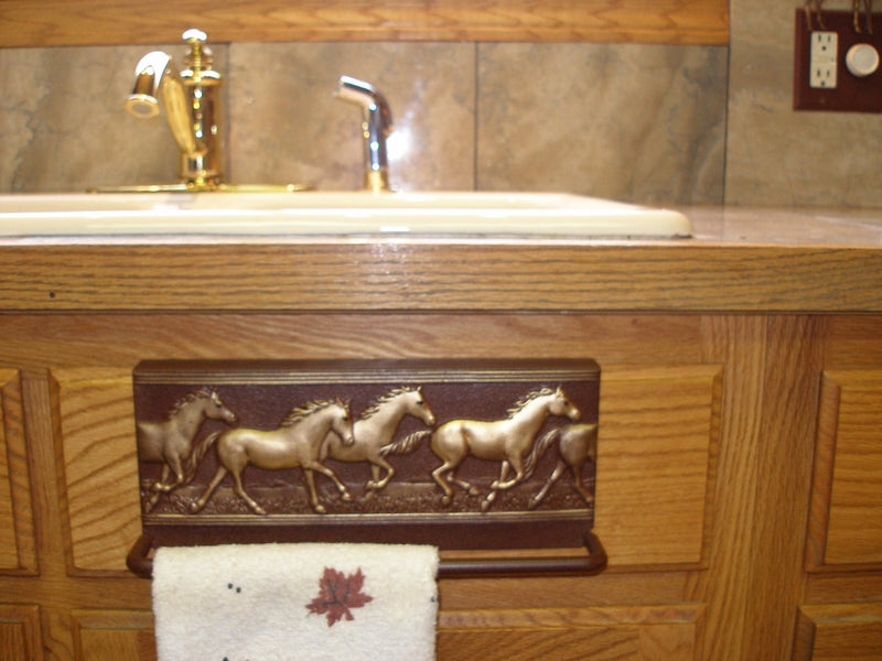Towel Bar with Runninghorses Rust