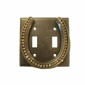 Double Switch With Lucky Horseshoe / Silver With Rhinestones