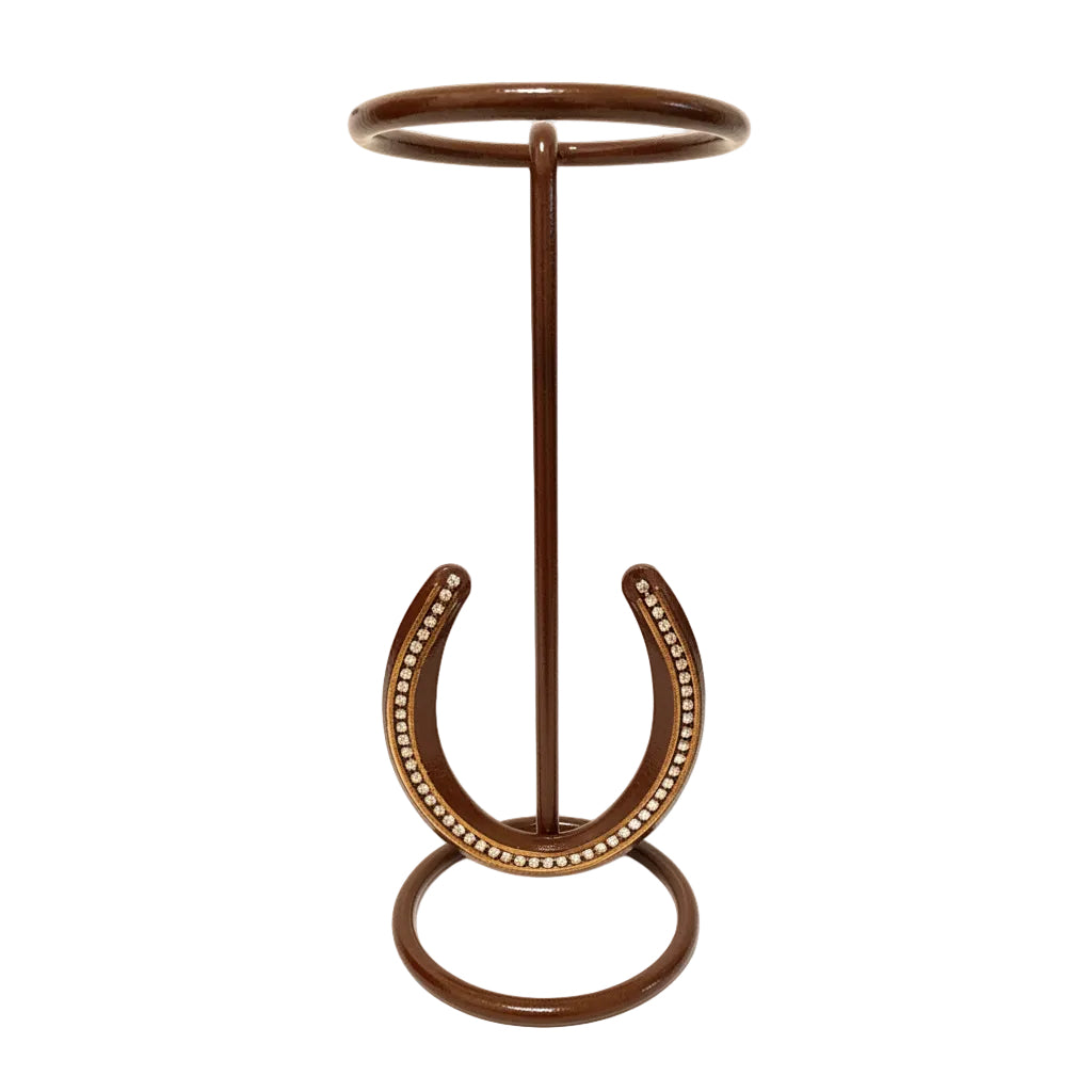 American Made Cowboy Hat Stand with Genuine Rhinestone Horseshoe – Rust | Mark Christopher Collection