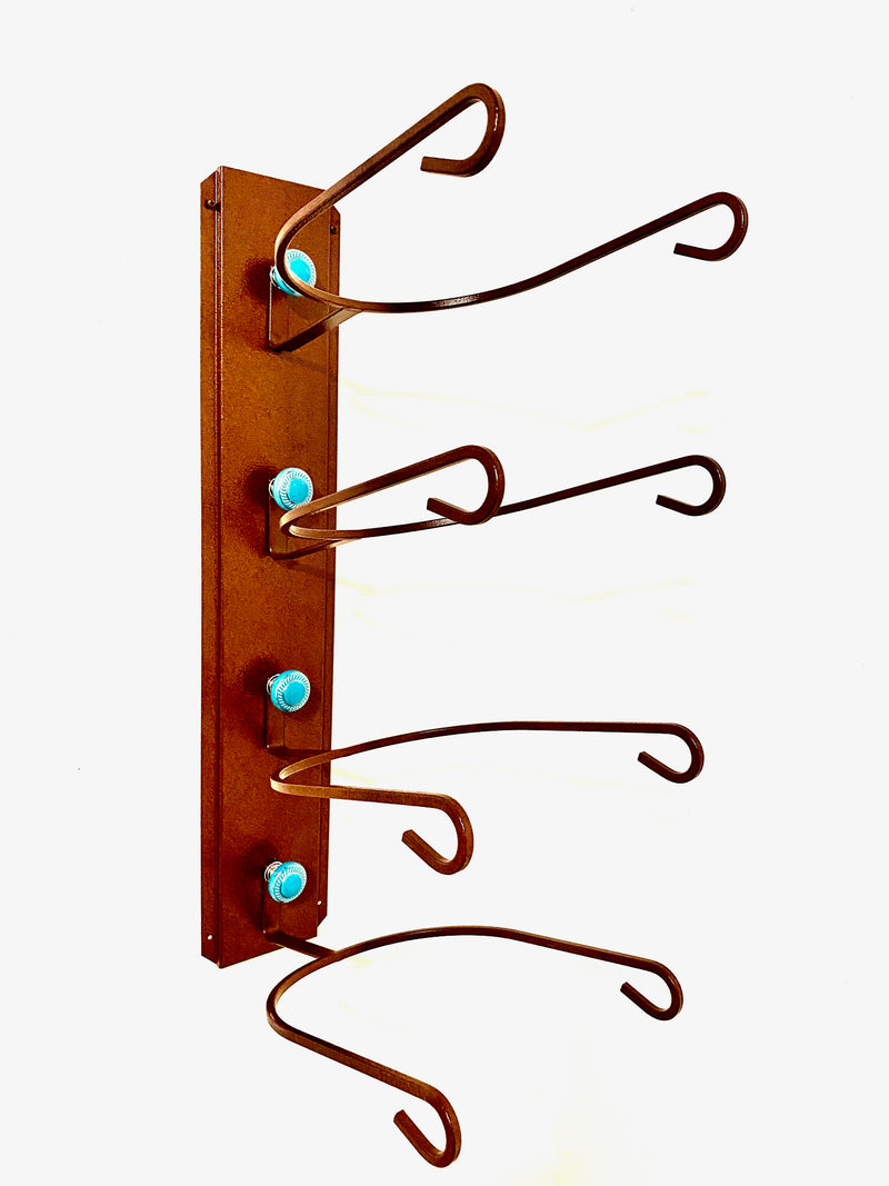 American Made Hat Holder 664 Turquoise Colored Finial Rust