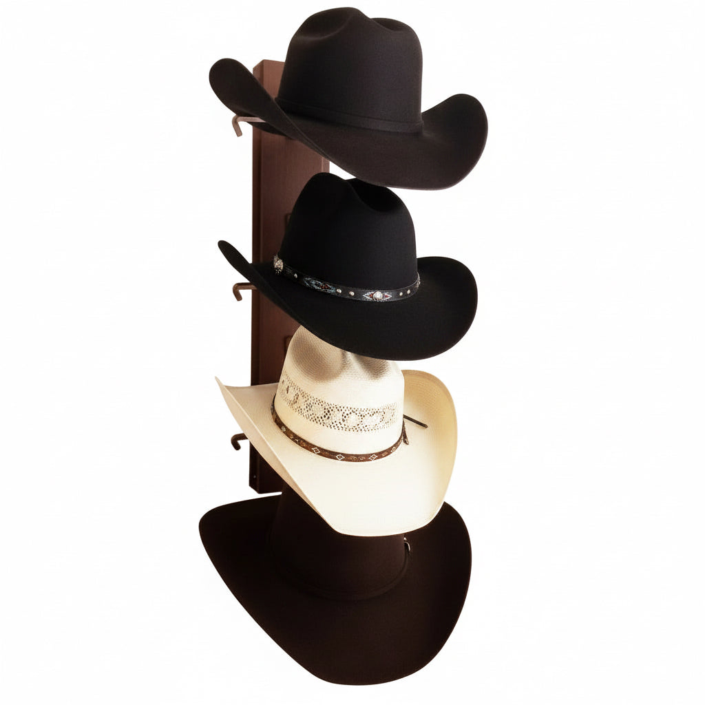 American Made Crown Up Cowboy Hat Rack – 4 Hat Wall Holder Rust | Mark Christopher Collection