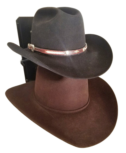 American Made Crown Up 2 Hat Cowboy Hat Rack – Wall Mounted Black | Mark Christopher Collection